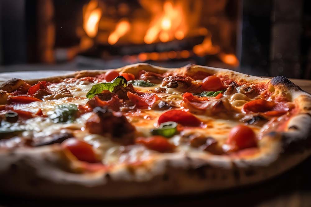 Pizza som gräddats i ugn